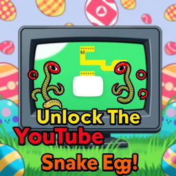 A YouTube thumbnail design highlighting an Easter egg featuring the classic Snake video game within YouTube