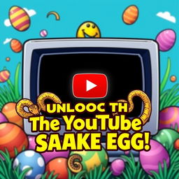 A YouTube thumbnail design highlighting an Easter egg featuring the classic Snake video game within YouTube