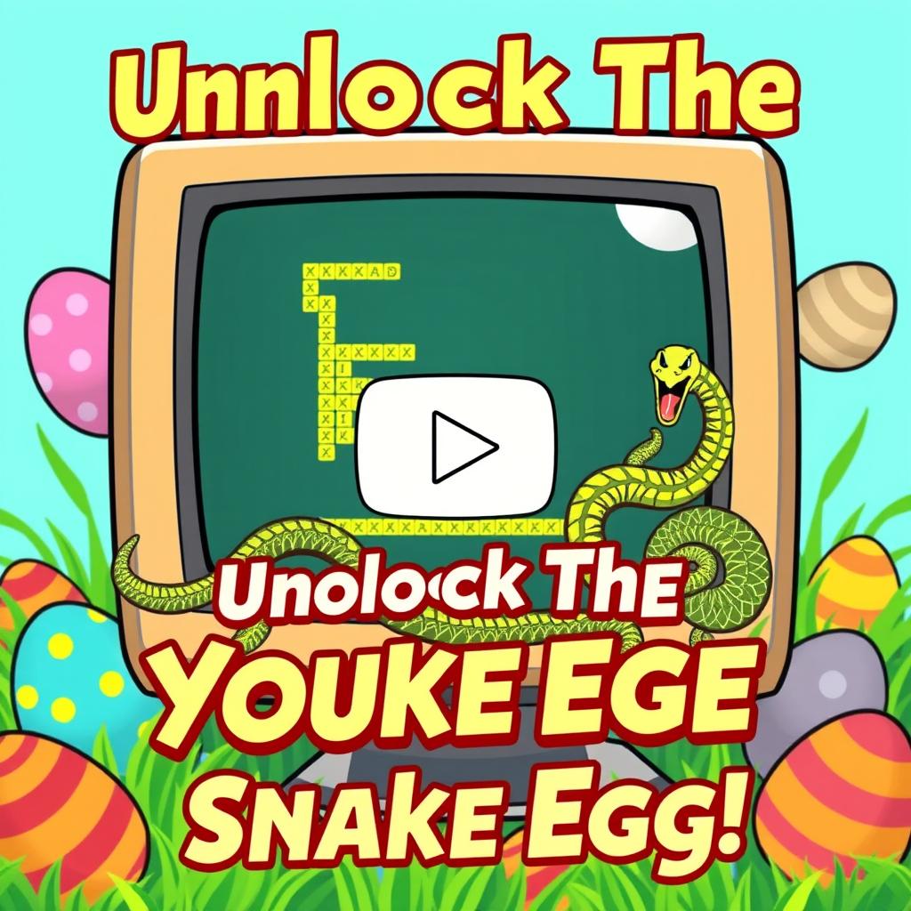 A YouTube thumbnail design highlighting an Easter egg featuring the classic Snake video game within YouTube