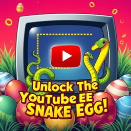 A YouTube thumbnail design highlighting an Easter egg featuring the classic Snake video game within YouTube