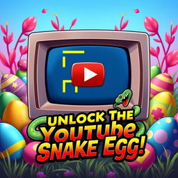 A YouTube thumbnail design highlighting an Easter egg featuring the classic Snake video game within YouTube