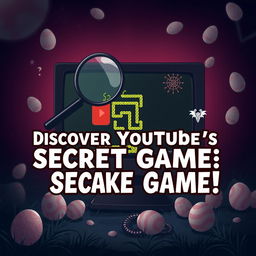 A YouTube thumbnail design highlighting a secret Easter egg featuring the classic Snake video game within YouTube