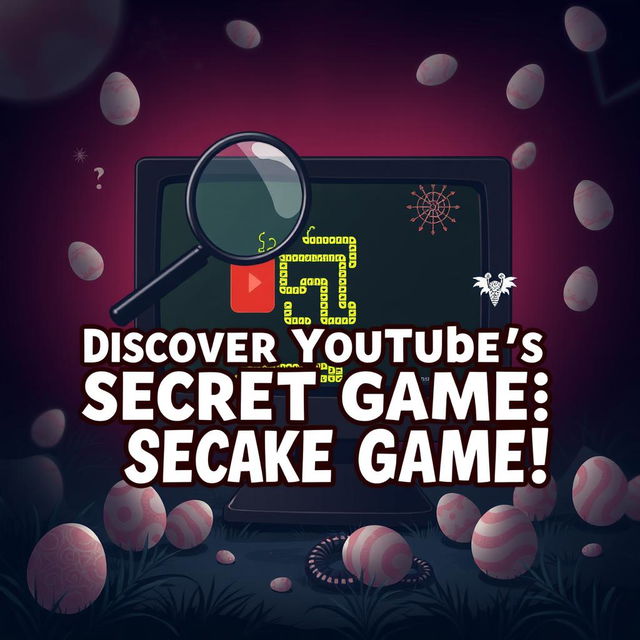 A YouTube thumbnail design highlighting a secret Easter egg featuring the classic Snake video game within YouTube