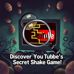 A YouTube thumbnail design highlighting a secret Easter egg featuring the classic Snake video game within YouTube