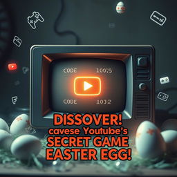 A YouTube thumbnail design capturing the mystery of a hidden Easter egg featuring a secret video game on YouTube