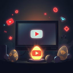 An illustration capturing the concept of a hidden Easter egg in YouTube that reveals a secret video game