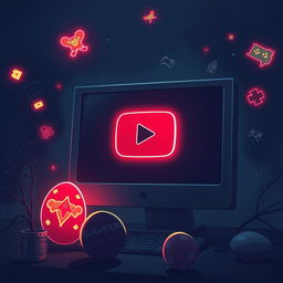 An illustration capturing the concept of a hidden Easter egg in YouTube that reveals a secret video game