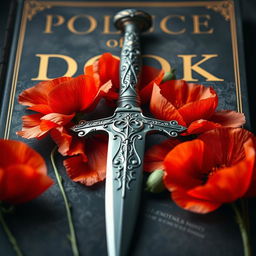 A striking book cover showcasing a finely crafted dagger encircled by elegantly blooming poppy flowers