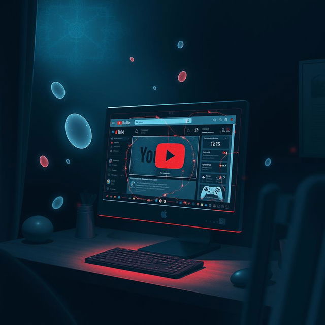 An enigmatic and atmospheric illustration of a secret Easter egg video game within YouTube