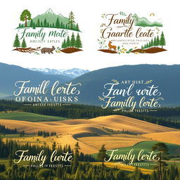 A collection of family mottos that embody the essence of nature and the earth, each illustrated with symbolic elements like lush forests, majestic mountains, and fertile fields