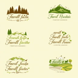 A collection of family mottos that embody the essence of nature and the earth, each illustrated with symbolic elements like lush forests, majestic mountains, and fertile fields