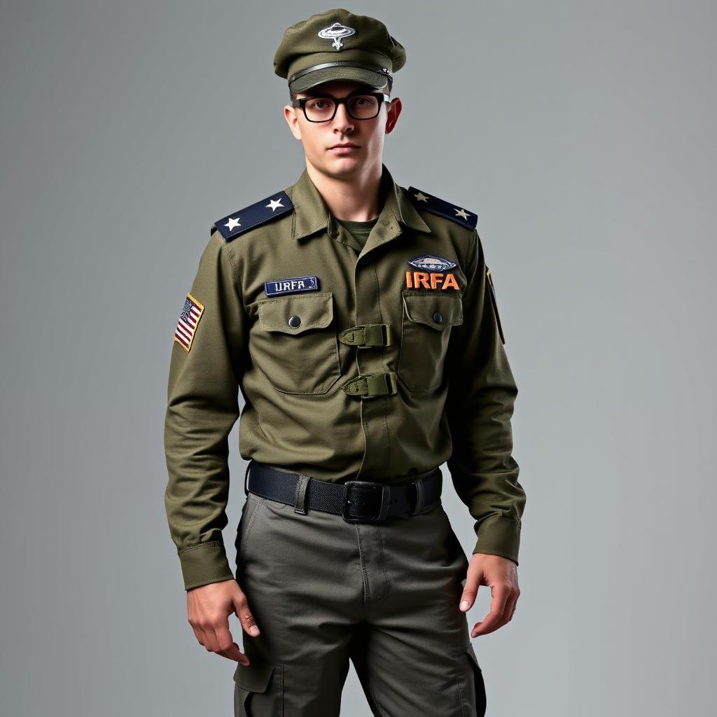 An individual in a tactical military uniform, with two epaulets on the shoulders each displaying two stars