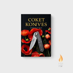 A book cover featuring a pocket knife surrounded by blooming poppy flowers