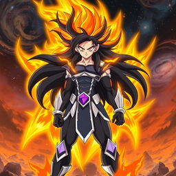 Echalott in the art style of Dragon Ball Super: Broly during her 'Celestial Fury' transformation, inspired by the Super Saiyan God form