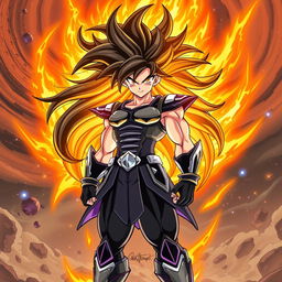 Echalott in the art style of Dragon Ball Super: Broly during her 'Celestial Fury' transformation, inspired by the Super Saiyan God form