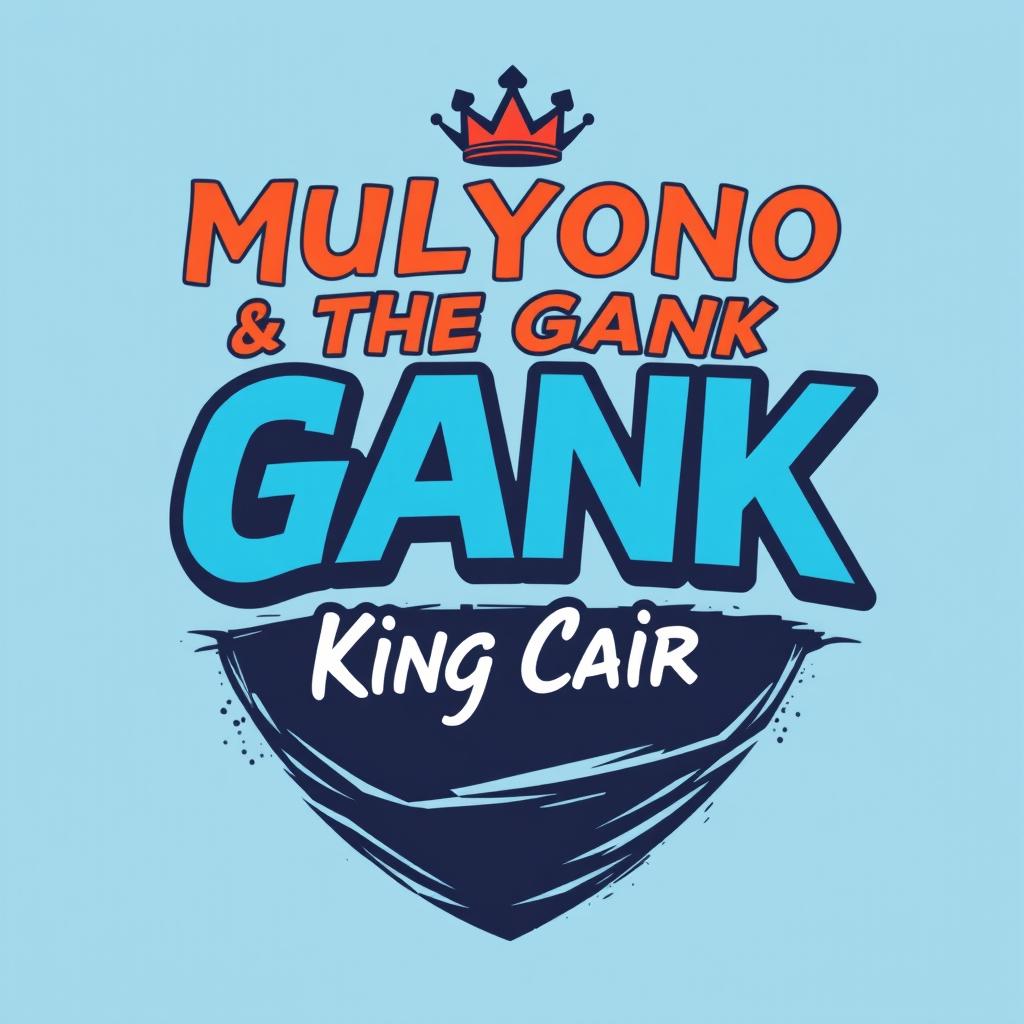 A stylish t-shirt design featuring the text 'Mulyono & The Gank' and 'King Cair'