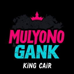 A stylish t-shirt design featuring the text 'Mulyono & The Gank' and 'King Cair'