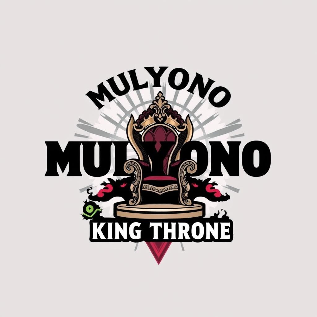 A trendy t-shirt design featuring the text 'Mulyono & The Gank' and 'King Throne'