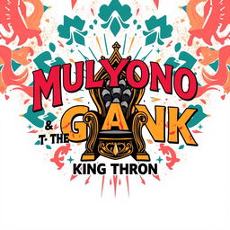 A trendy t-shirt design featuring the text 'Mulyono & The Gank' and 'King Throne'