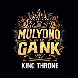 A trendy t-shirt design featuring the text 'Mulyono & The Gank' and 'King Throne'