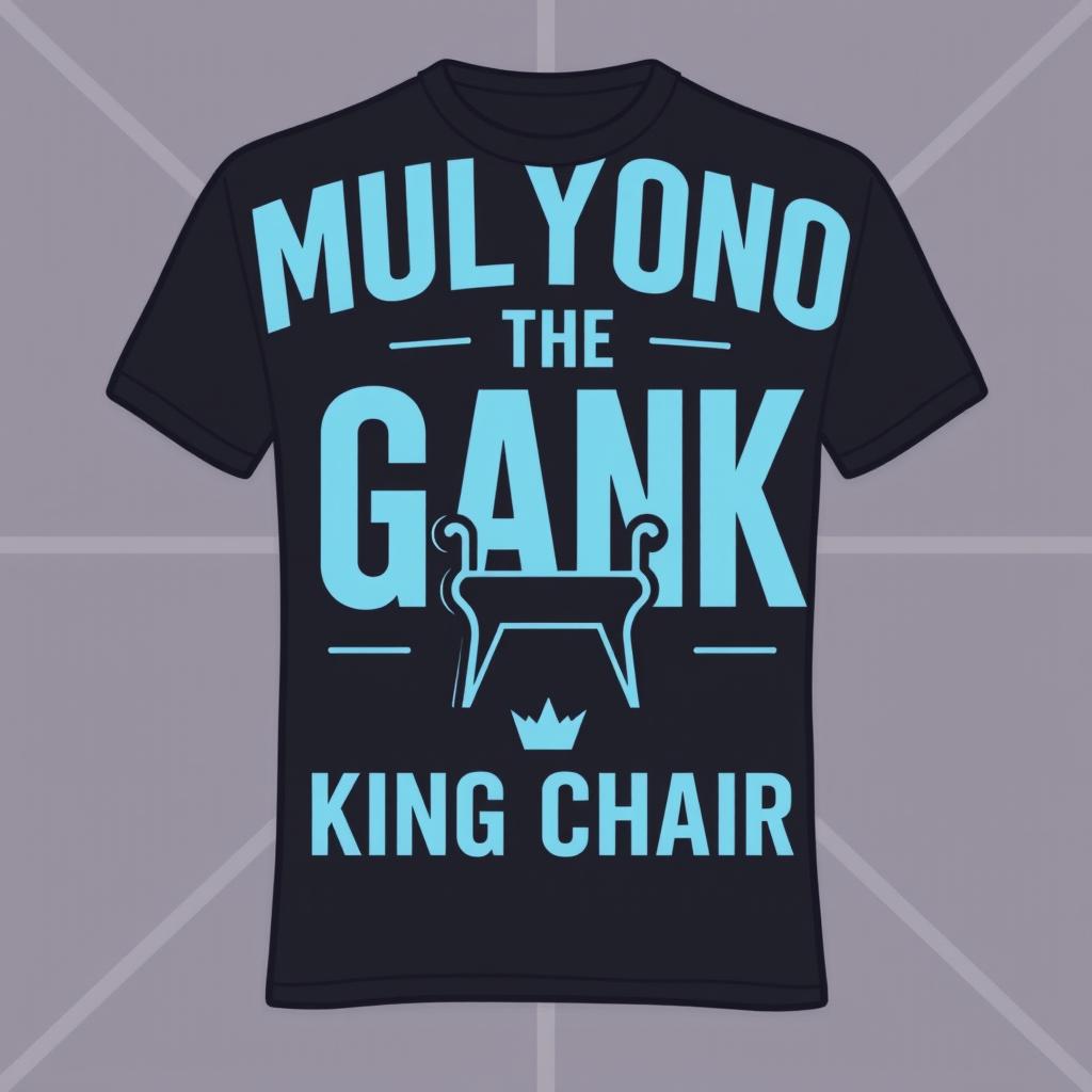 A unique t-shirt design displaying the text 'Mulyono & The Gank' and 'King Chair'