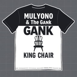 A unique t-shirt design displaying the text 'Mulyono & The Gank' and 'King Chair'