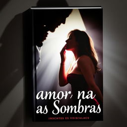 a book cover titled 'Amor nas Sombras', featuring mysterious shadows in the background