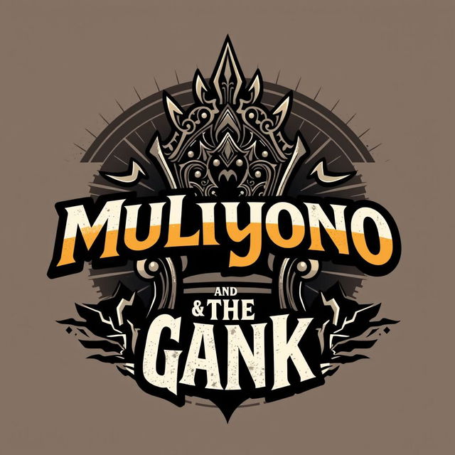 A distinctive t-shirt design showcasing the merged text 'Mulyono & The Gank' with a throne motif