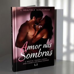 a book cover titled 'Amor nas Sombras', featuring alluring shadows in the background