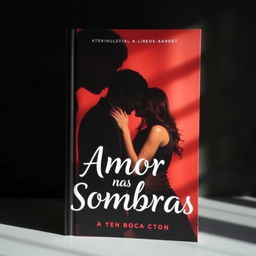 a book cover titled 'Amor nas Sombras', featuring alluring shadows in the background