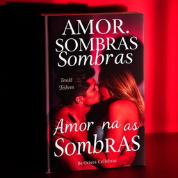 a book cover titled 'Amor nas Sombras', featuring alluring shadows in the background