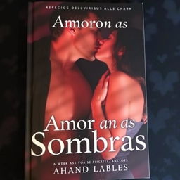 a book cover titled 'Amor nas Sombras', featuring enticing shadows pervading the background