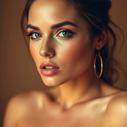 A sexy portrait of an attractive woman, capturing sensuality and allure, inspired by the style cues from the uploaded image.