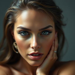 A sexy portrait of an attractive woman, capturing sensuality and allure, inspired by the style cues from the uploaded image.