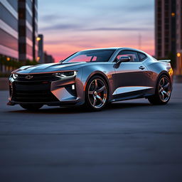 Fusion of a 2025 Chevrolet Camaro and a 1939 Chevrolet Coupe, showcasing a vehicle that melds modern with classic design elements