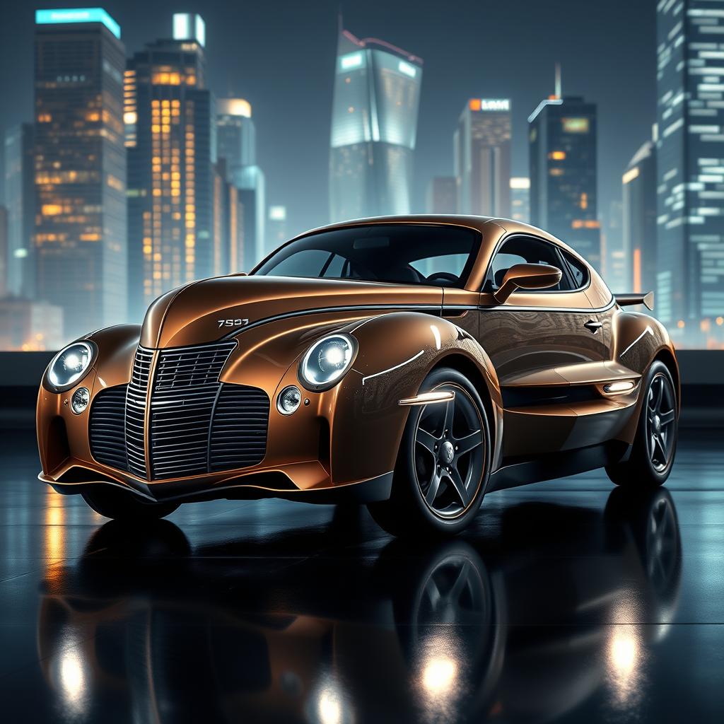 Supercar fusion of a 1939 Chevrolet Coupe and a 2024 Camaro, combining timeless elegance with modern performance