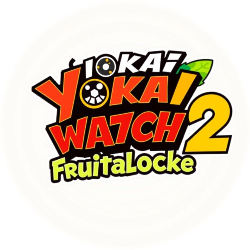 A creative and striking logo for "Yokai Watch 2 Frutalocke" featuring bold and colorful typography