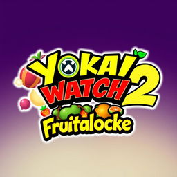 A creative and striking logo for "Yokai Watch 2 Frutalocke" featuring bold and colorful typography