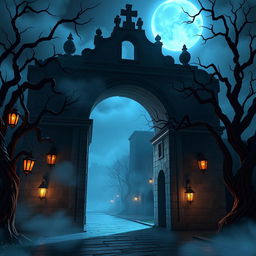 A 3D animated horror-themed depiction of the Arco de Santa Catarina, combined with Disney style elements