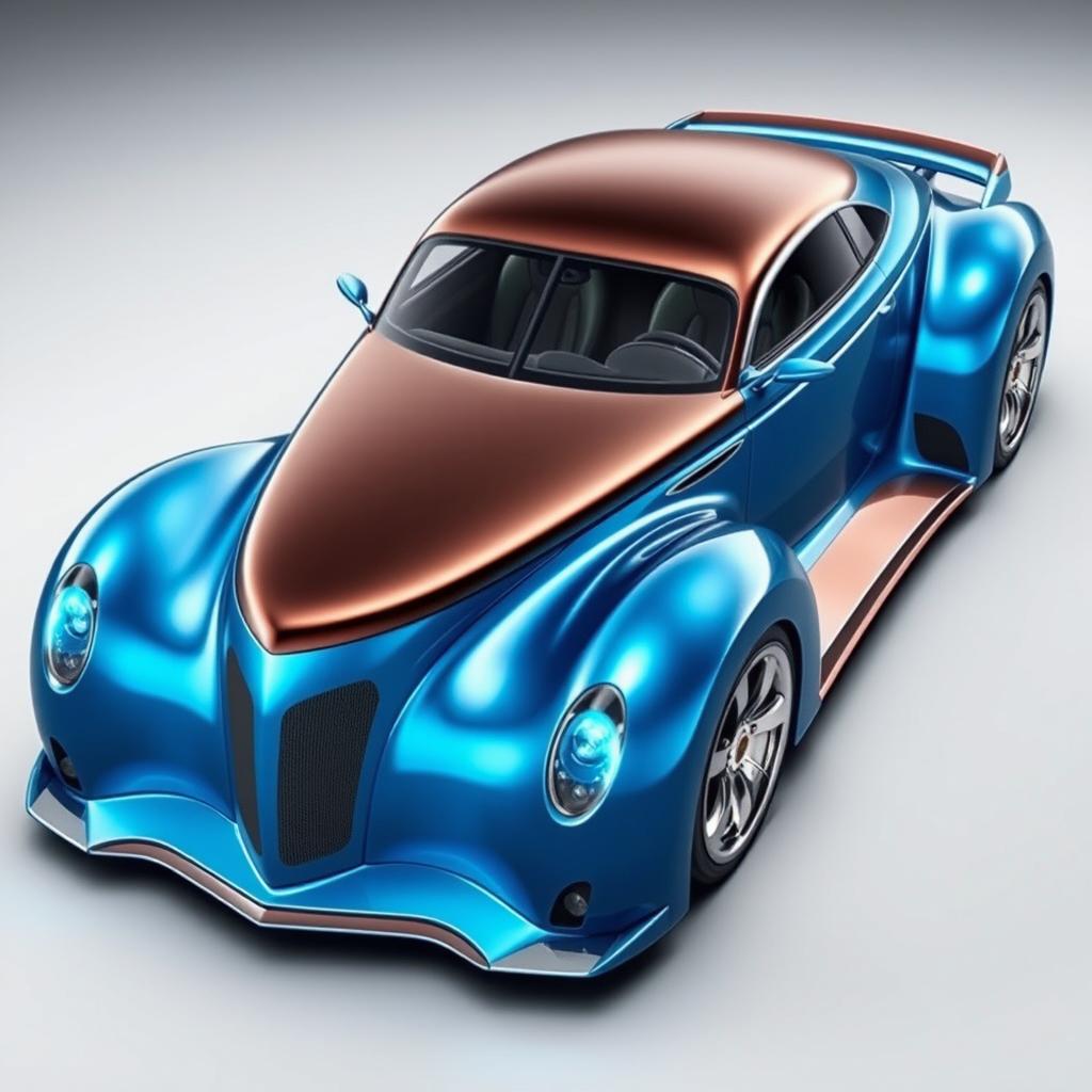 A futuristic supercar designed with the aesthetic fusion of a 1939 Chevrolet Coupe featuring a widebody design