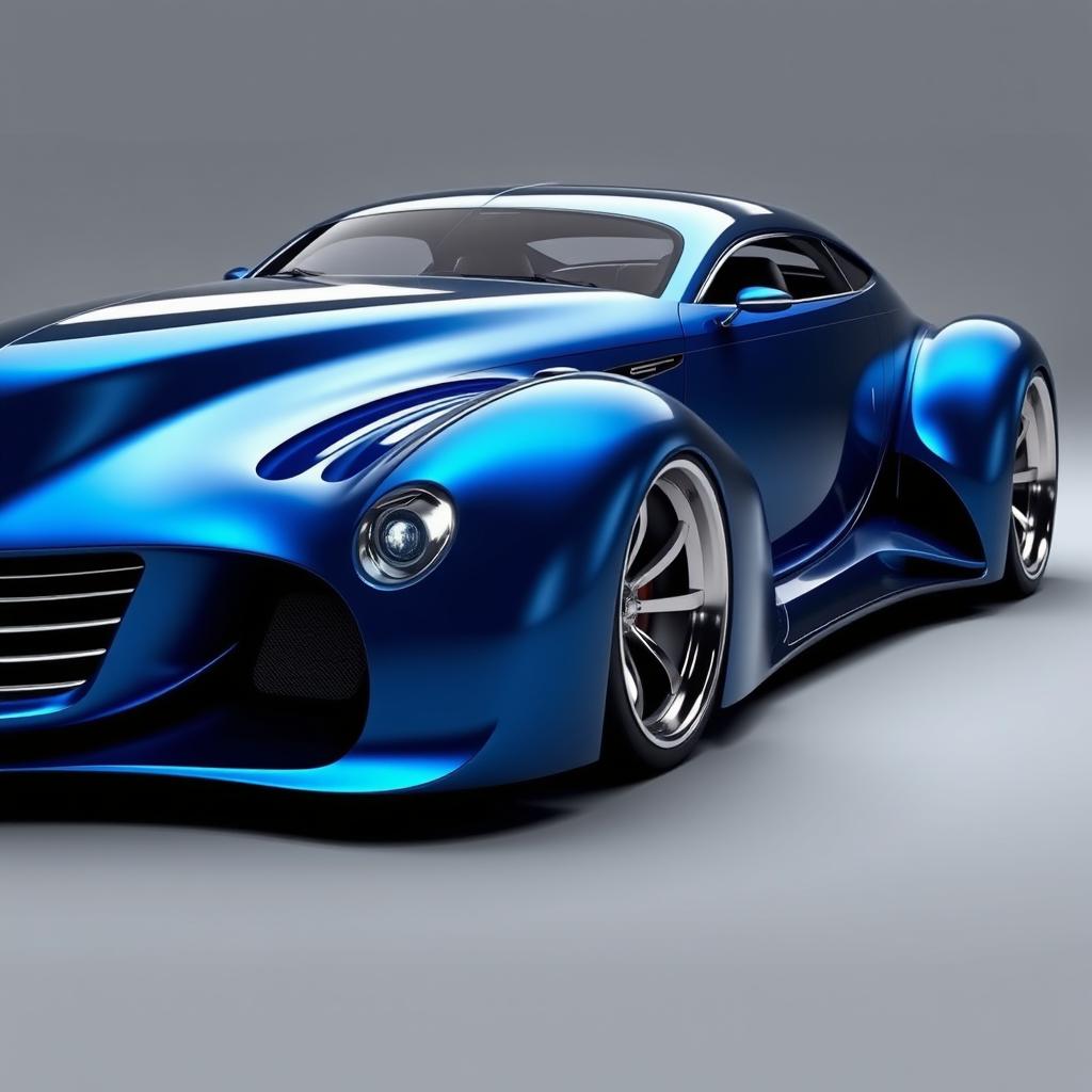 A futuristic supercar designed with the aesthetic fusion of a 1939 Chevrolet Coupe featuring a widebody design