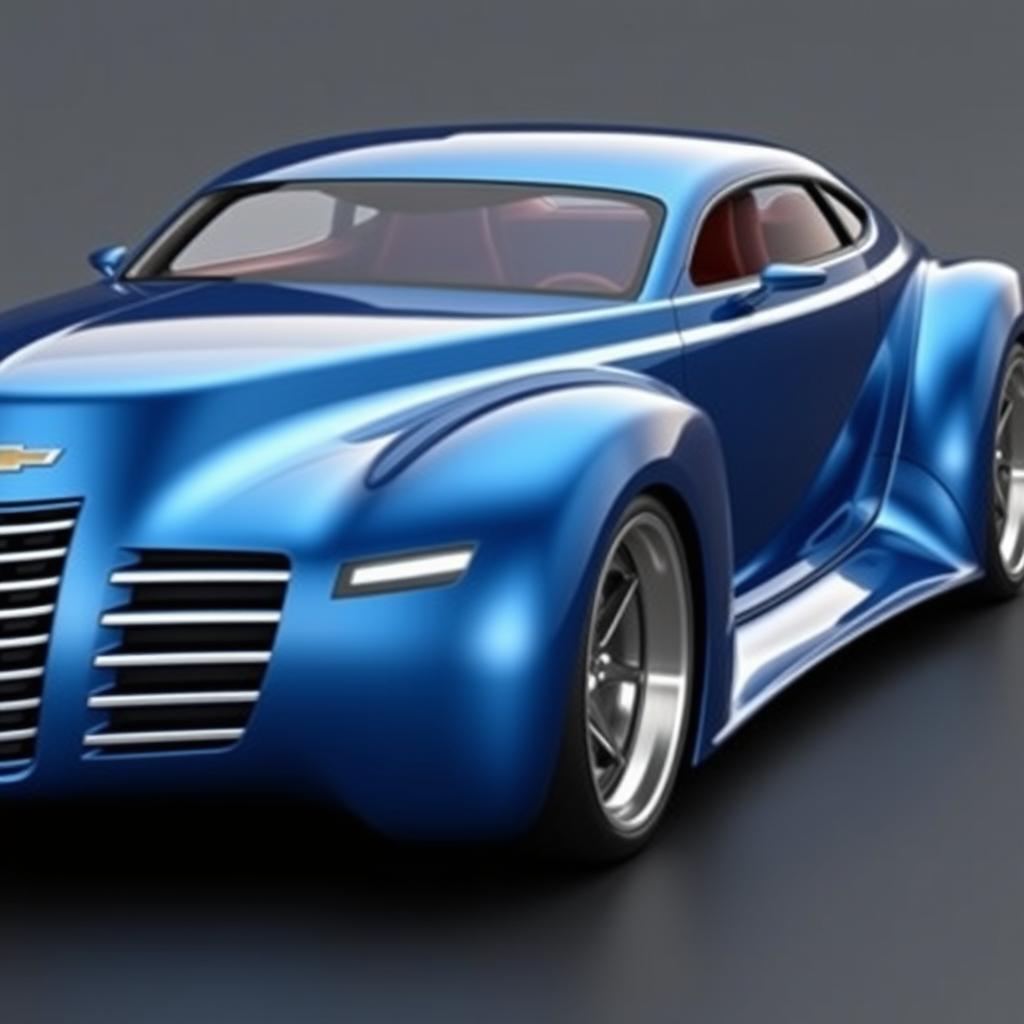 A futuristic supercar designed by merging the classic aesthetics of a 1939 Chevrolet Coupe with a widebody design