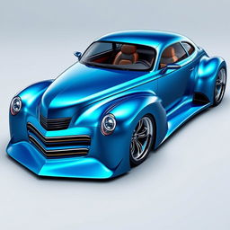 A futuristic supercar designed by merging the classic aesthetics of a 1939 Chevrolet Coupe with a widebody design