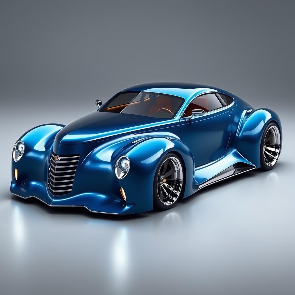 A futuristic supercar designed as a fusion of the 1939 Chevrolet Coupe with a widebody design