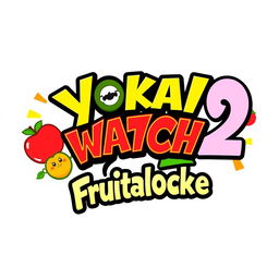 A colorful and vibrant logo design for "Yokai Watch 2 Frutalocke" featuring a playful and energetic theme