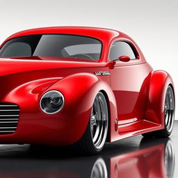 A stunning red supercar that combines the classic design of a 1939 Chevrolet Coupe with a modern widebody look