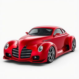 A stunning red supercar that combines the classic design of a 1939 Chevrolet Coupe with a modern widebody look