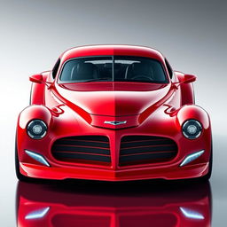 A stunning red supercar that combines the classic design of a 1939 Chevrolet Coupe with a modern widebody look