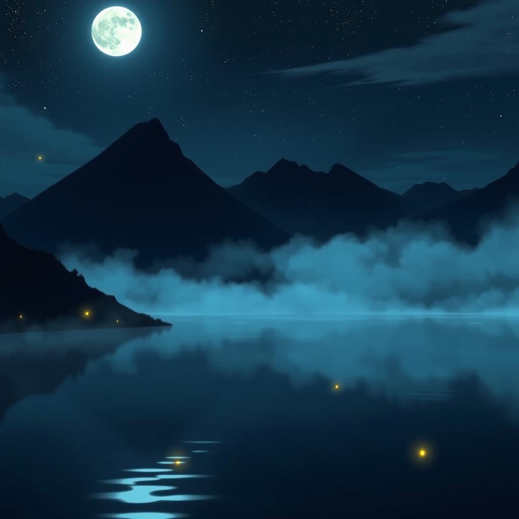 A dark and mysterious Disney-style animation featuring the hauntingly beautiful Lake Atitlán