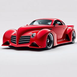 A breathtaking red supercar that seamlessly fuses the timeless design of a 1939 Chevrolet Coupe with a widebody aesthetic